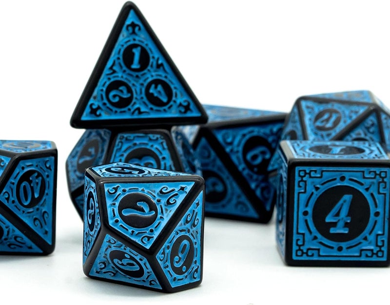Poludie DND Dice Set -D&D Polyhedral Dice (7 Pcs) with Leather Dice Bag for Dungeons and Dragons Role Playing Dice Games RPGs (Blue with Black Edge) - Image 3